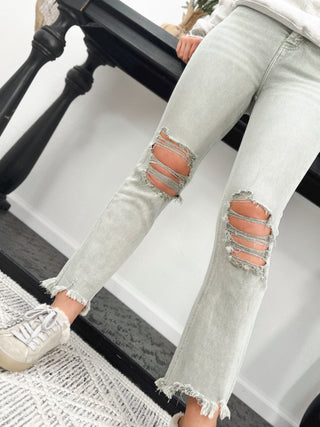 The Jet High Rise Crop Flare, Green Vervet