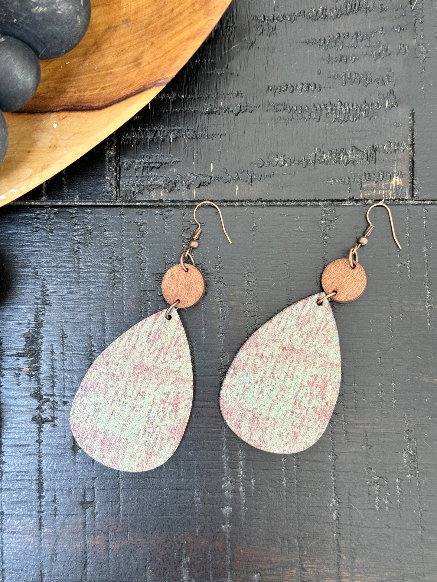 Boho Style Wooden Earrings, Brown