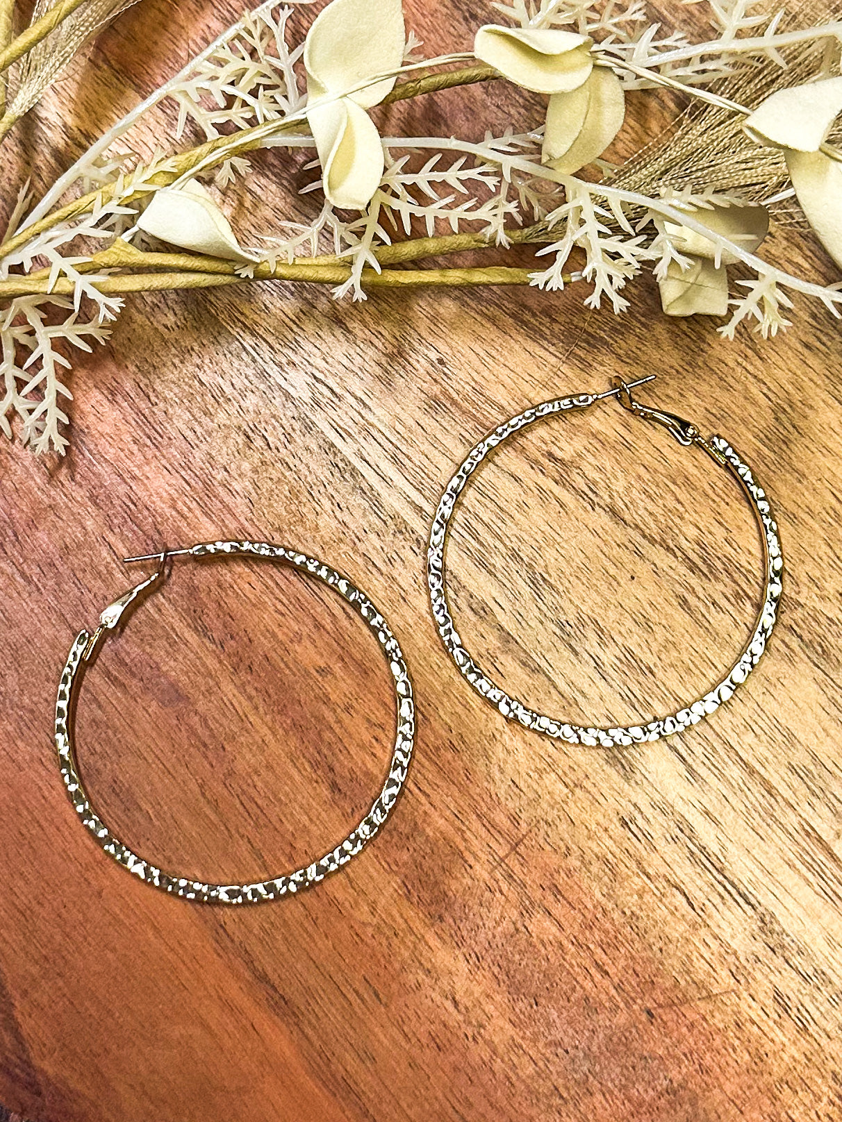 Classic Hammered Hoop, Silver