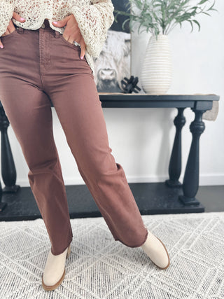 The Liam HR Wide Leg Jean, Brown
