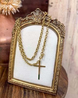 Wrap Around Cross Necklace, Gold