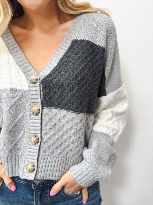 Off The Block Cardigan, Grey