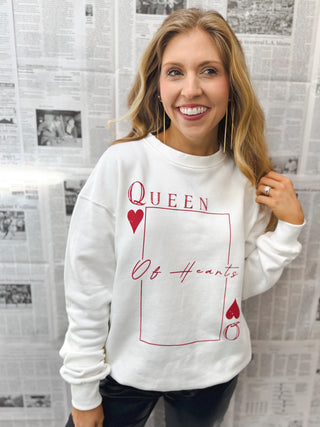 Queen of Hearts Graphic Sweatshirt, White