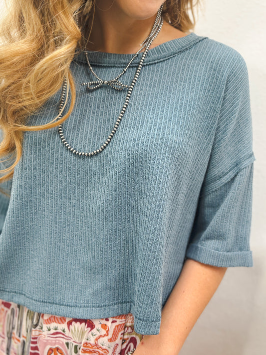 Happy Style Knit Top, Blue