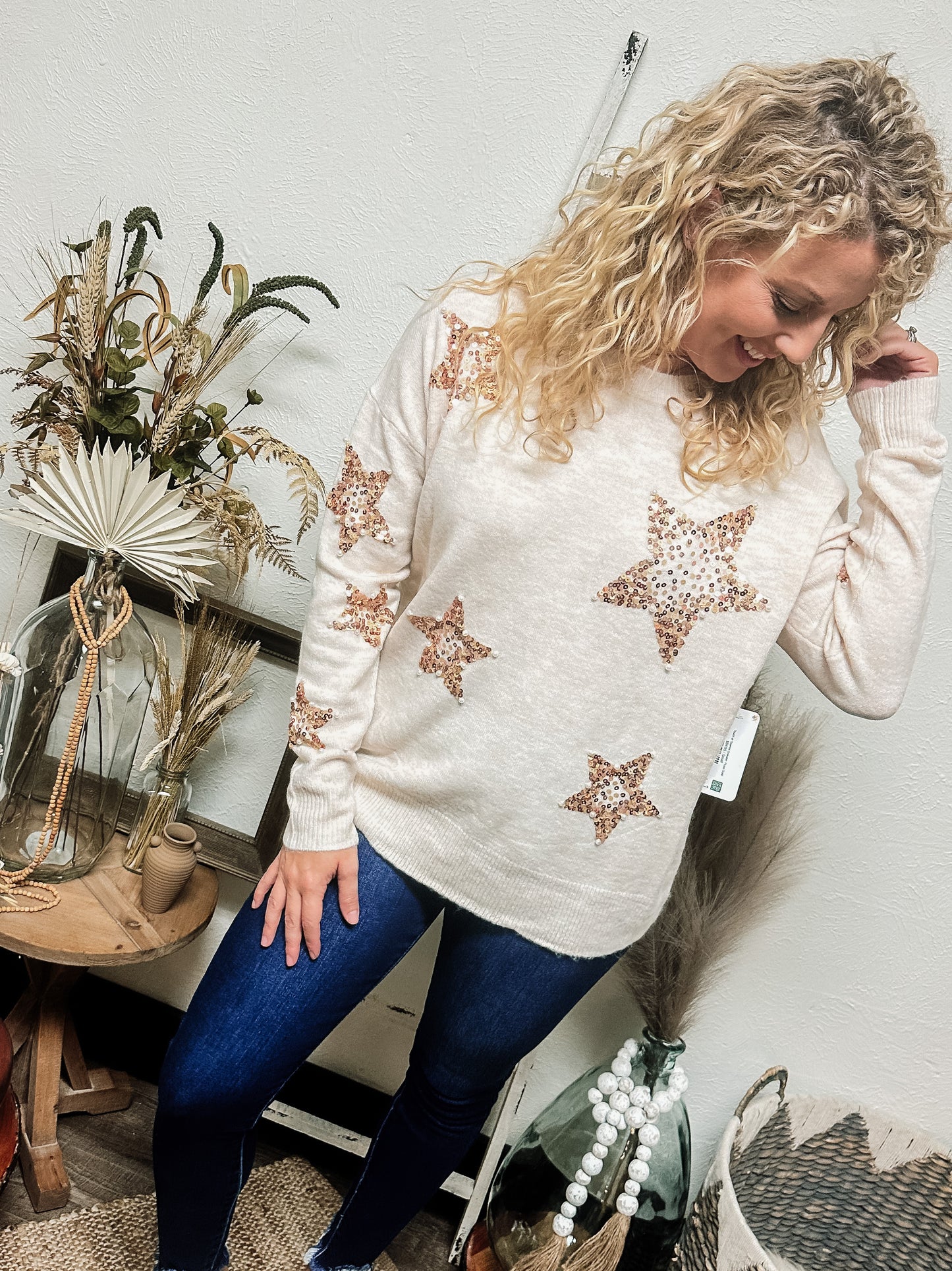 Touch of Sparkle Sweater, Rose Gold