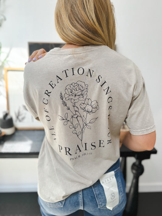 Give Him Praise Graphic Tee, Tan