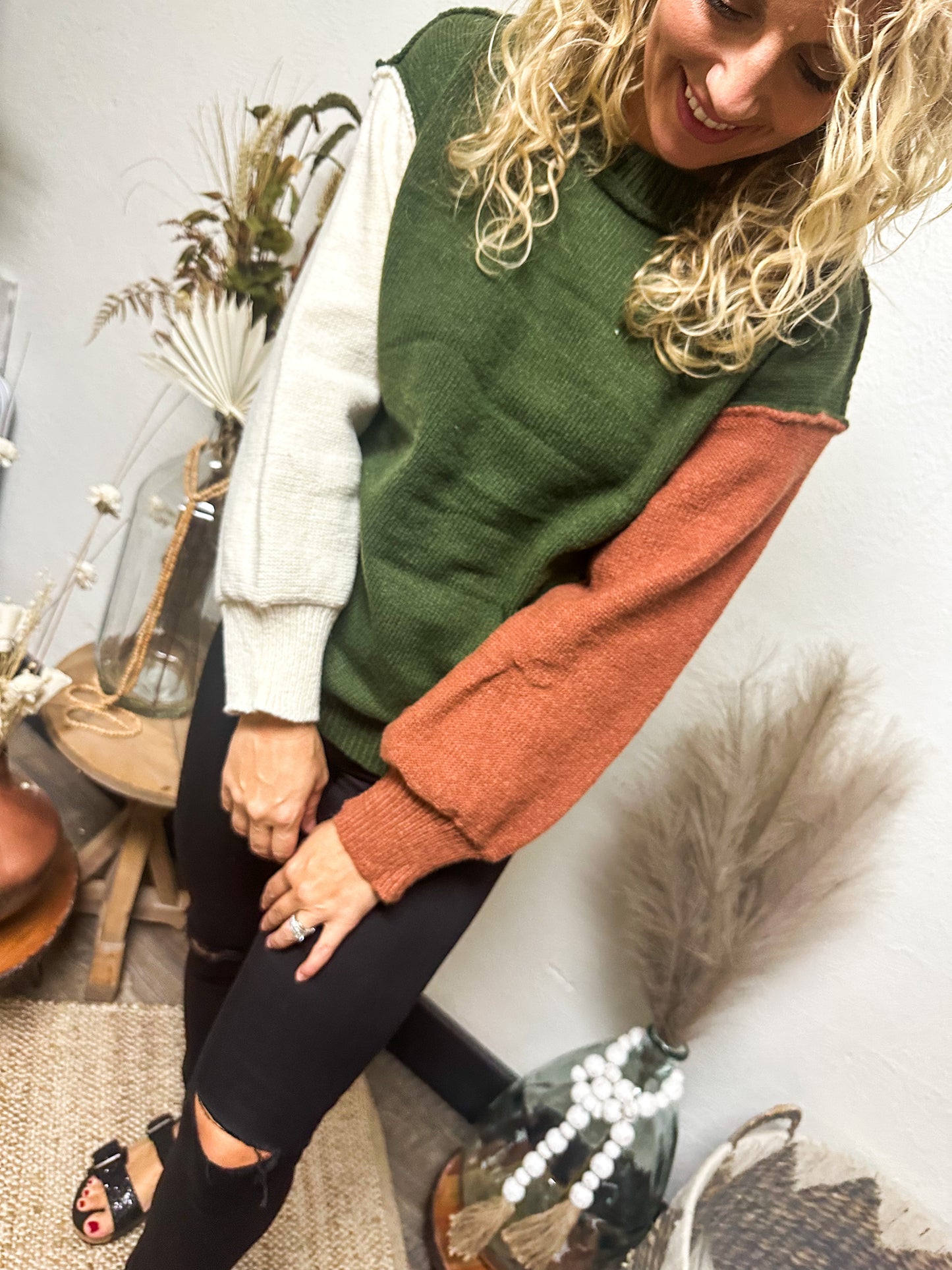 Live Boldly Sweater, Olive