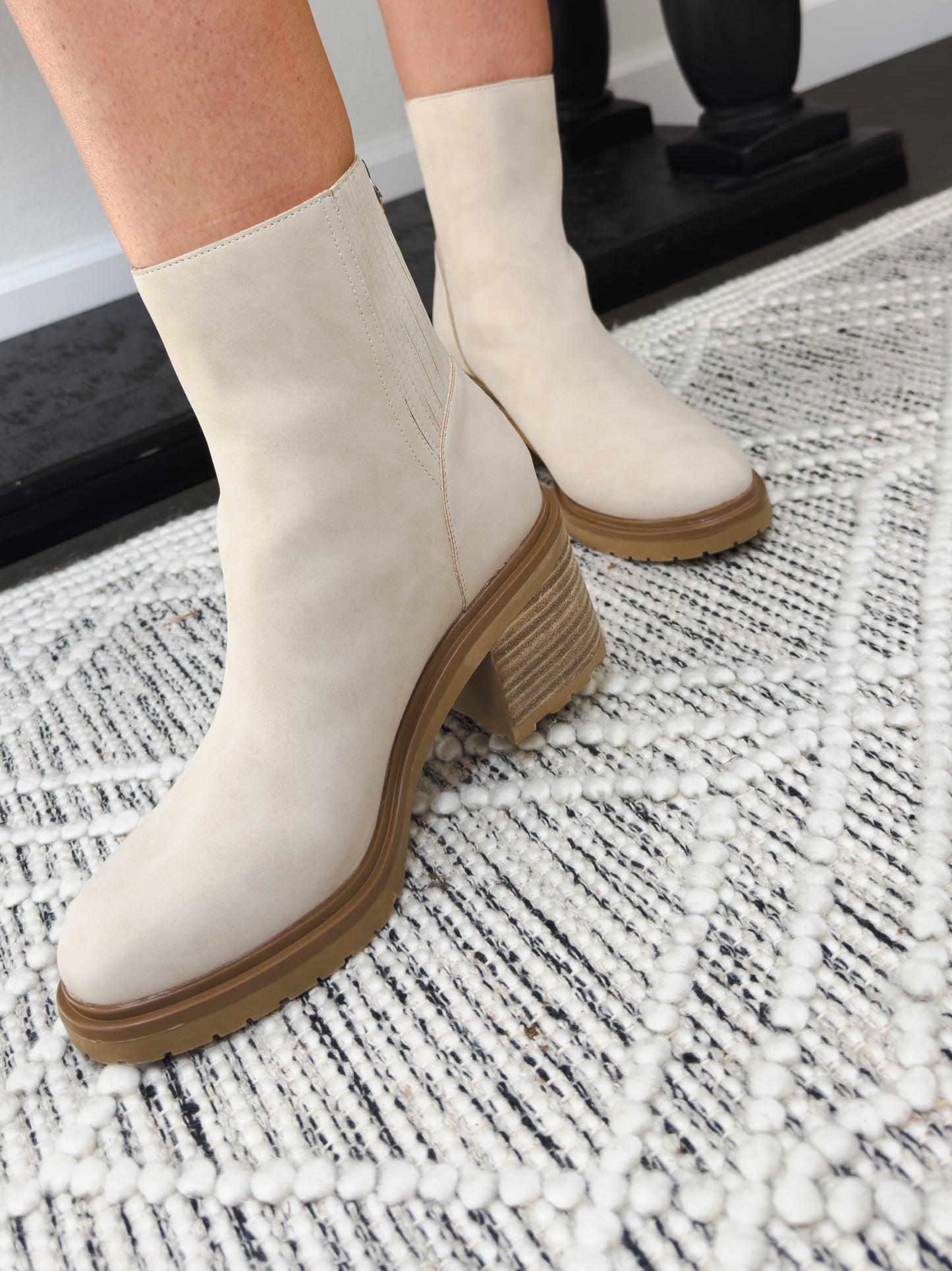 The Laredo Lug Chelsea Booties, Soft Cream