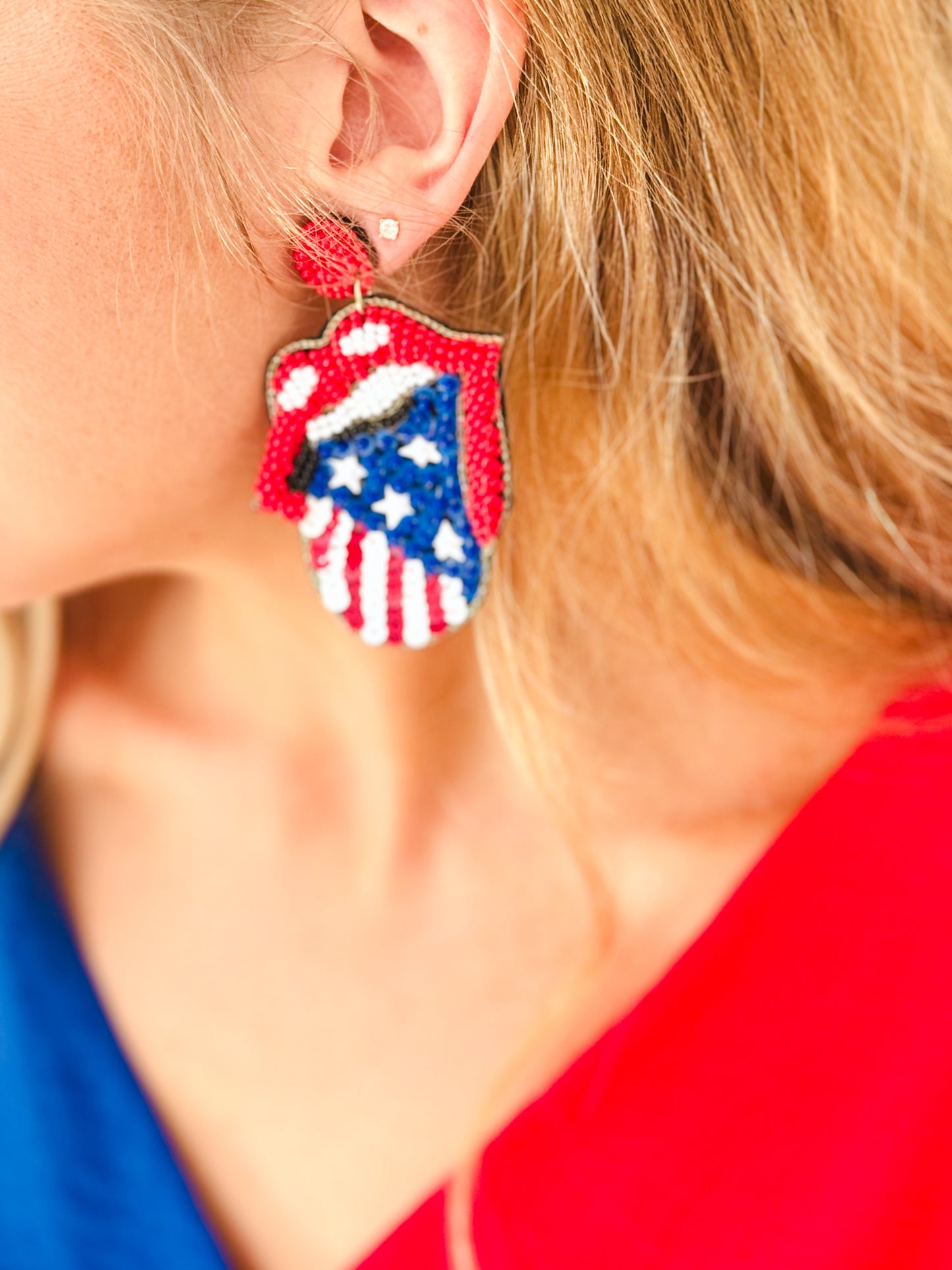 Festive Lip Earrings, Red