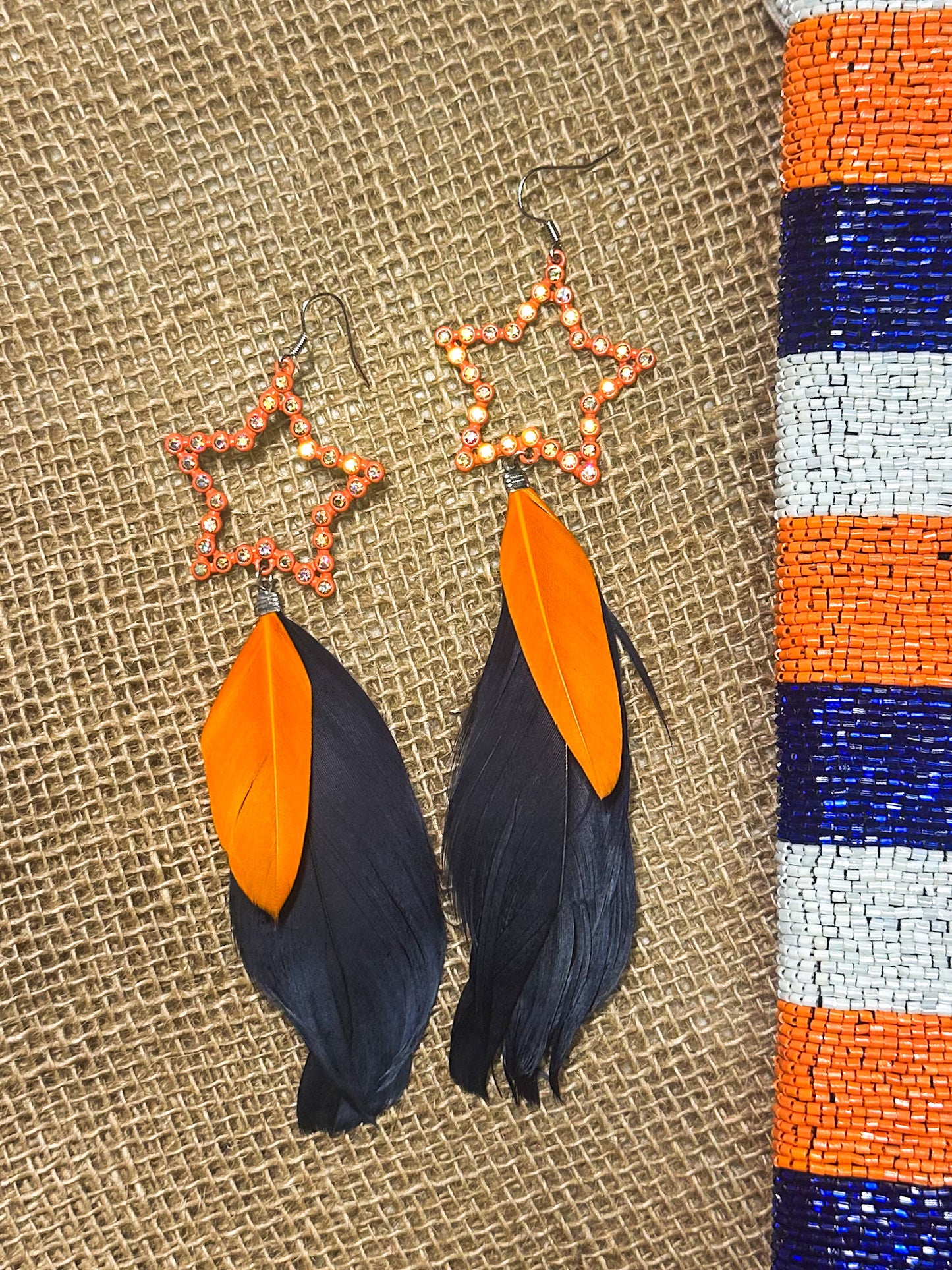 Feathered Fan Earrings, Orange