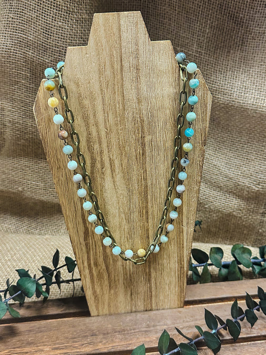 Layered Up Necklace, Amazonite