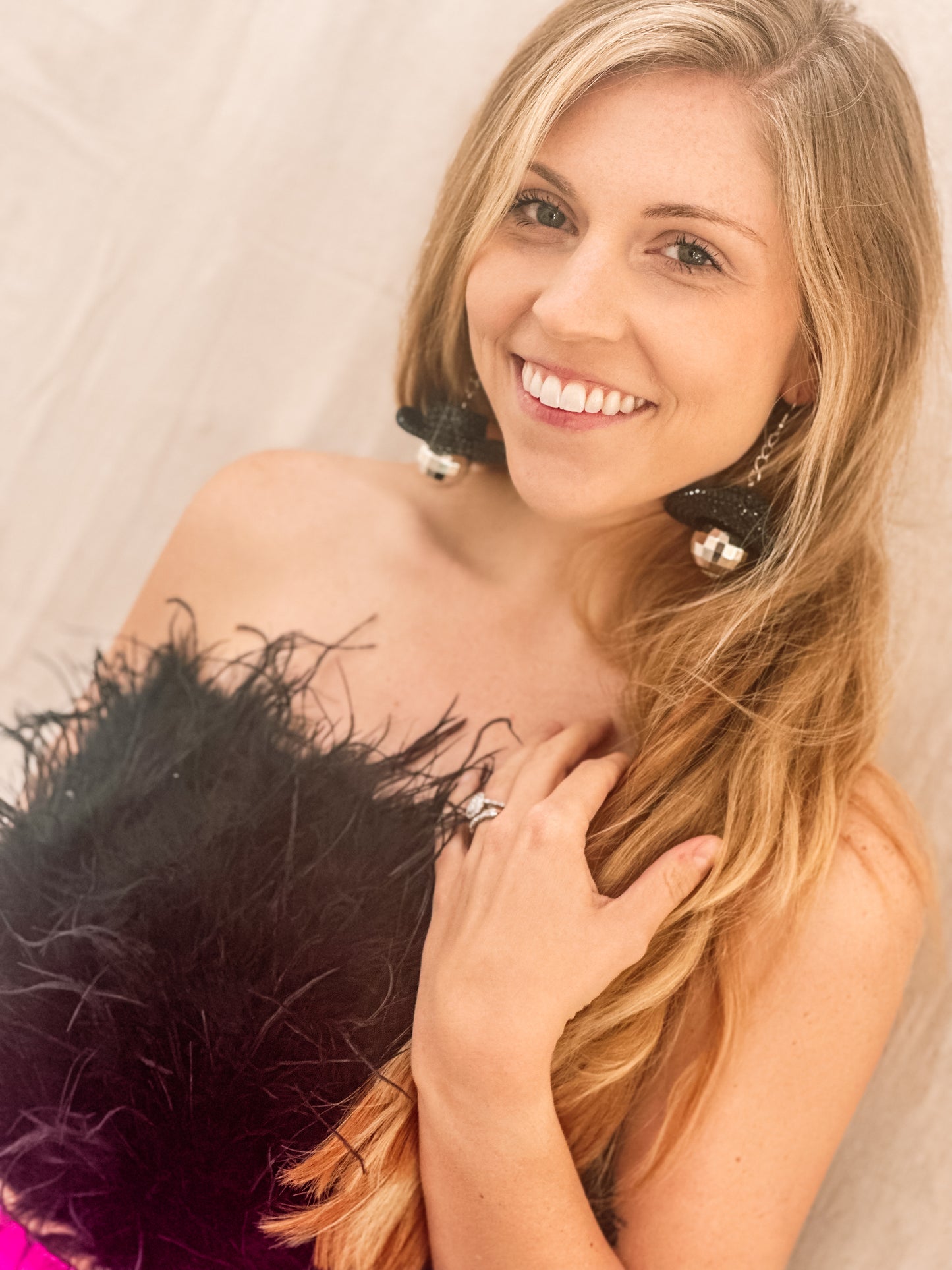 BuddyLove - Fancy in Feather Strapless Top, Black