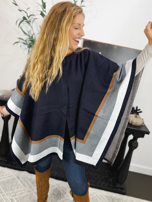 Around the Town Sweater Cape, Navy