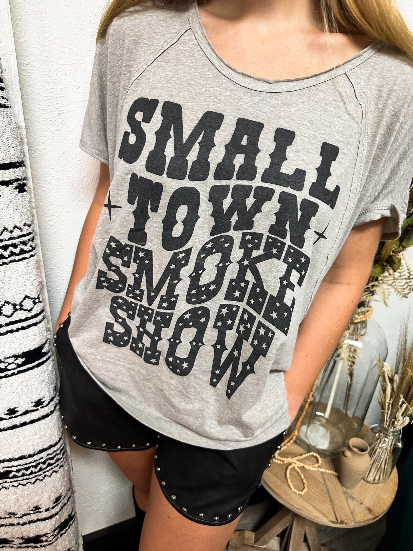 Small Town Smoke Show Graphic Tee, Grey