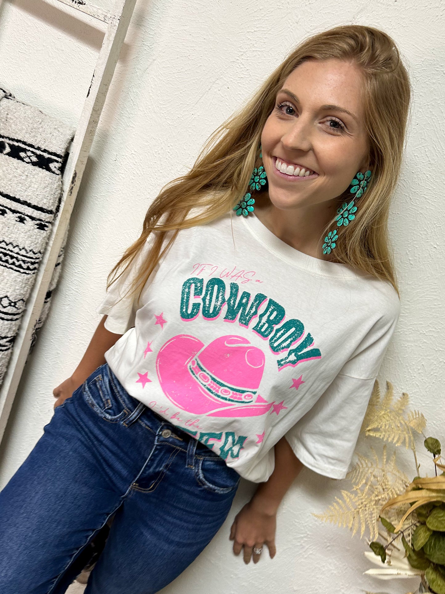 Cowboy Queen Cropped Tee, Ivory