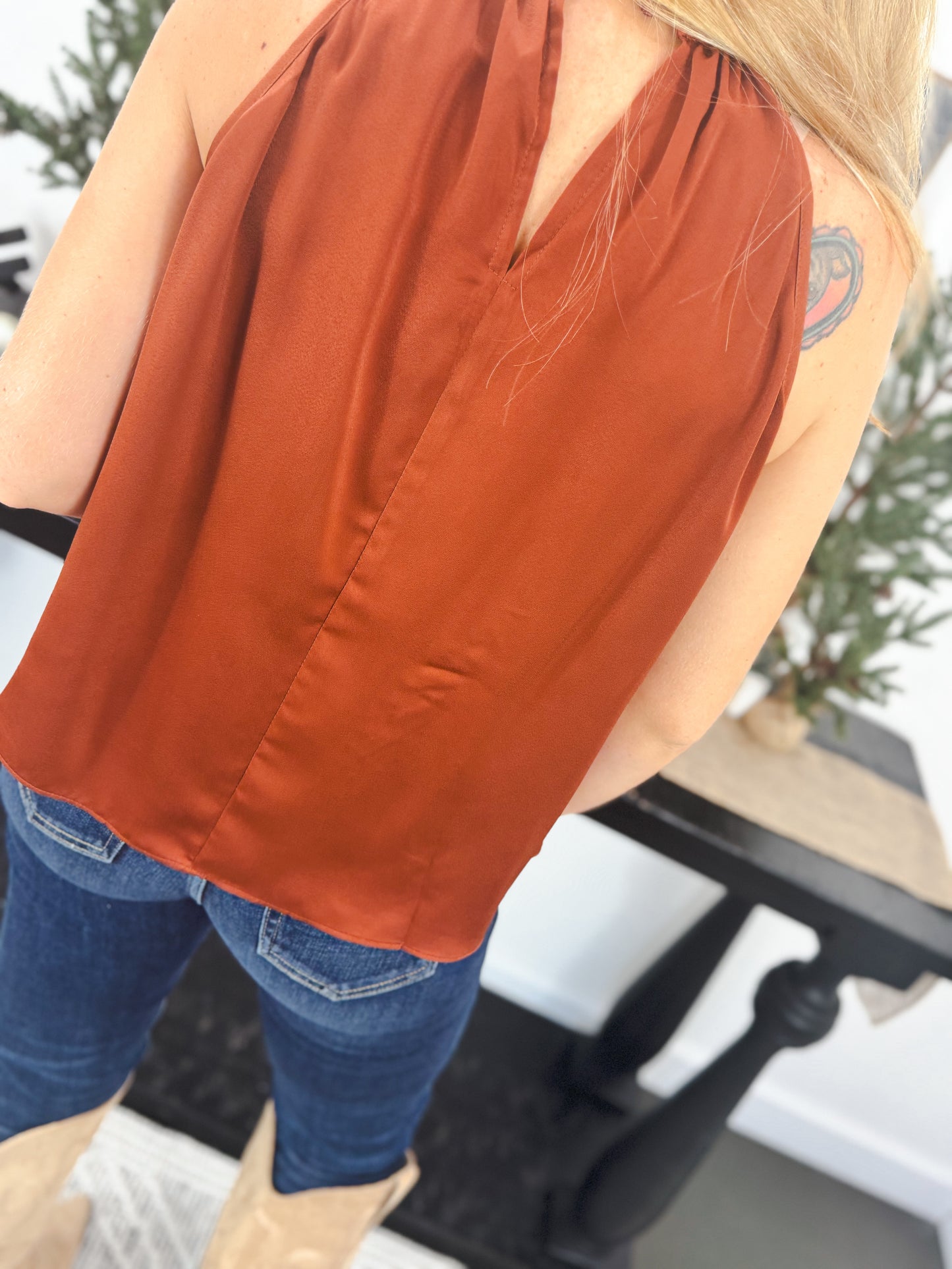 High Neck Top, Rust