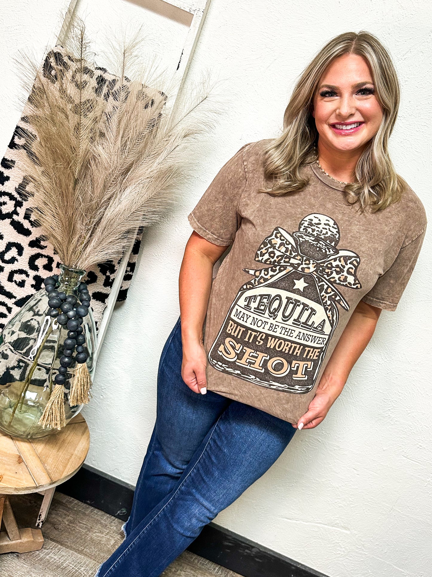 Take It Straight Graphic Tee, Brown