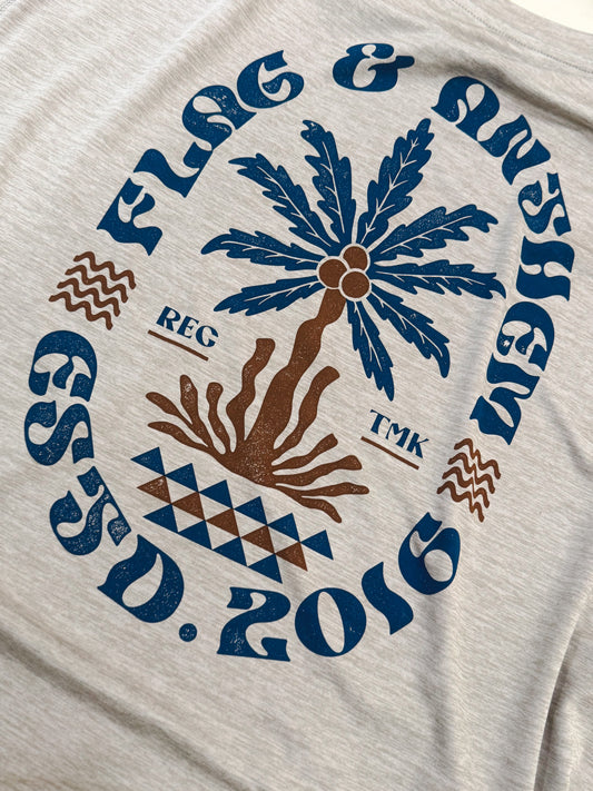 Leafy Print Palm Performance Tee, Tan