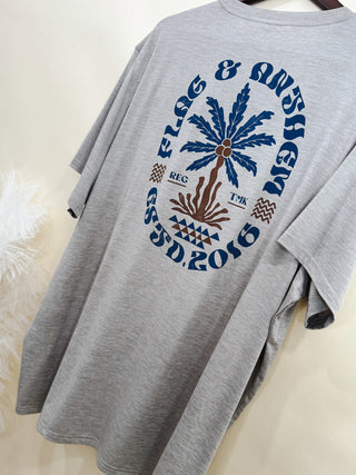 Leafy Print Palm Performance Tee, Tan
