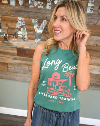 Life In Long Beach Graphic Tank, Green
