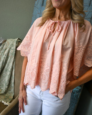 Morning Light Eyelet Top, Pink