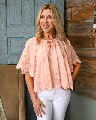 Morning Light Eyelet Top, Pink