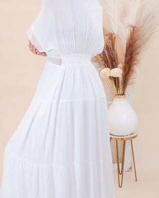 Pearl Cascade Maxi Dress, White