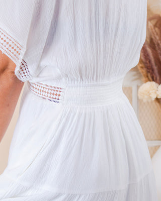 Pearl Cascade Maxi Dress, White