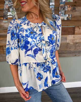 Petal Please Top, Blue