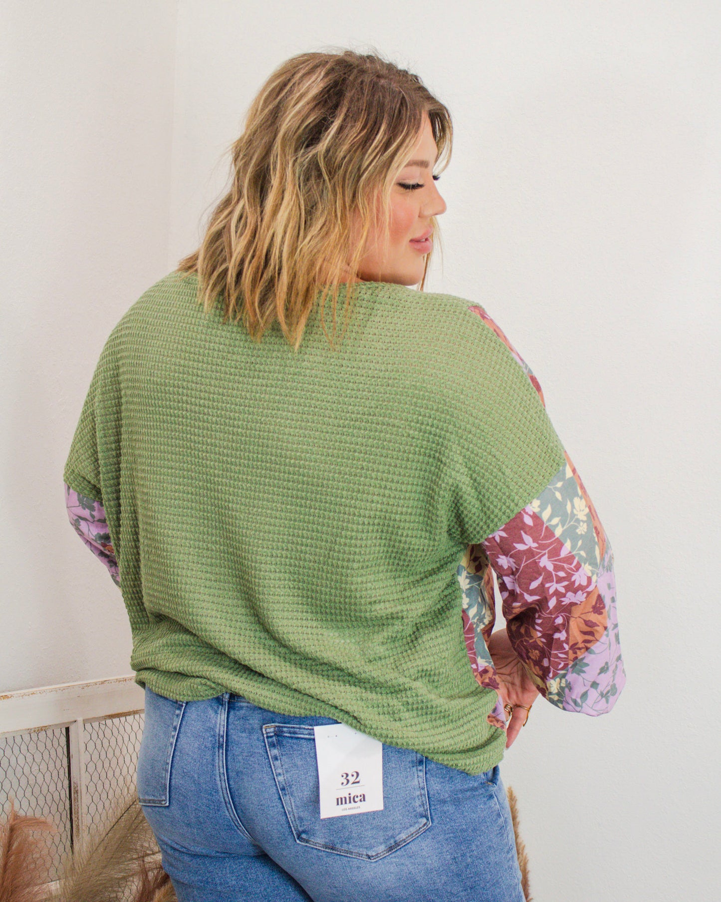 Rustic Meadow Henley Top, Green
