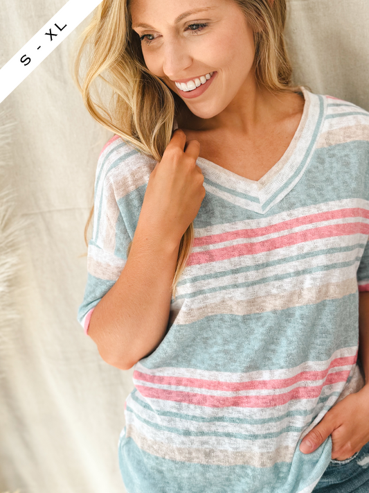 Simply Striped Top, Blue