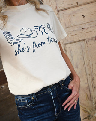 She's From Here Tee, White