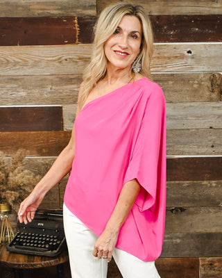 Simply Alluring One Shoulder Top, Pink