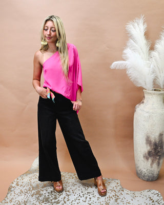 Simply Alluring One Shoulder Top, Pink
