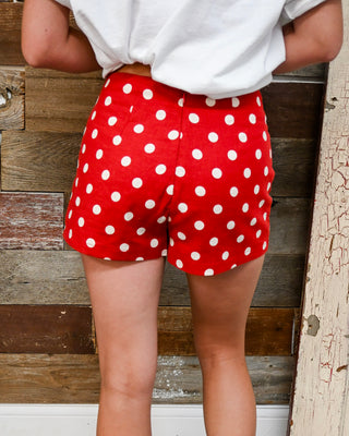 Sparks Flying Linen Shorts, Red