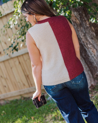 Split Decision Knit Vest, Burgundy