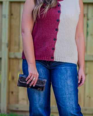 Split Decision Knit Vest, Burgundy