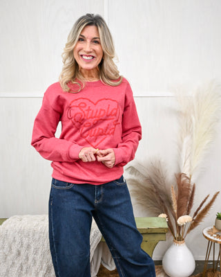 Stupid Cupid Graphic Sweatshirt, Red - FINAL SALE