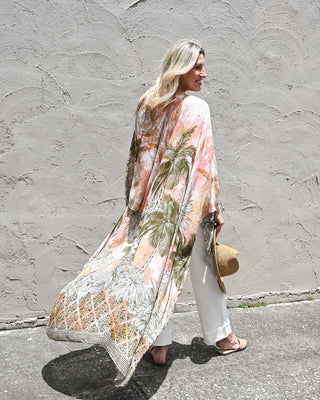 Sunset Among the Palms Kimono, Cream