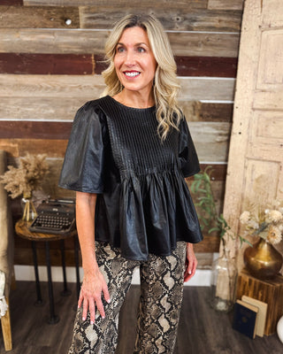 Sweet Revenge Leather Top, Black