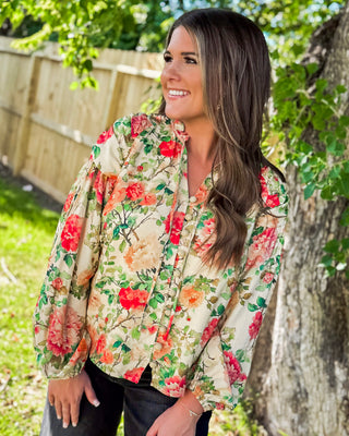 Terra-cota Bloom Top, Cream