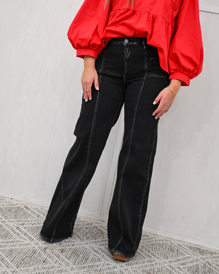 The Collin MR Wide Leg Jean, Black Risen