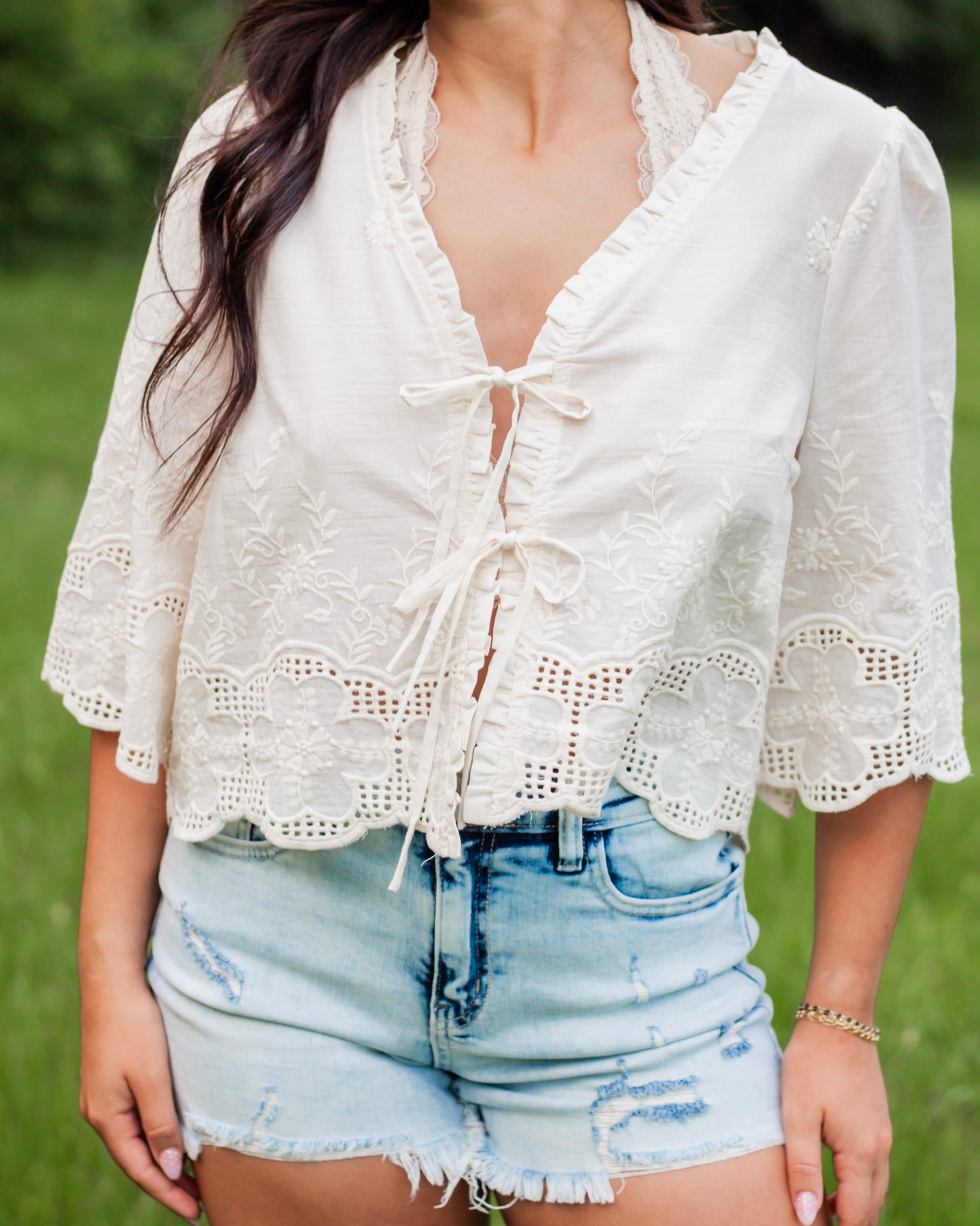 The Daisy Breeze Eyelet Top, Cream
