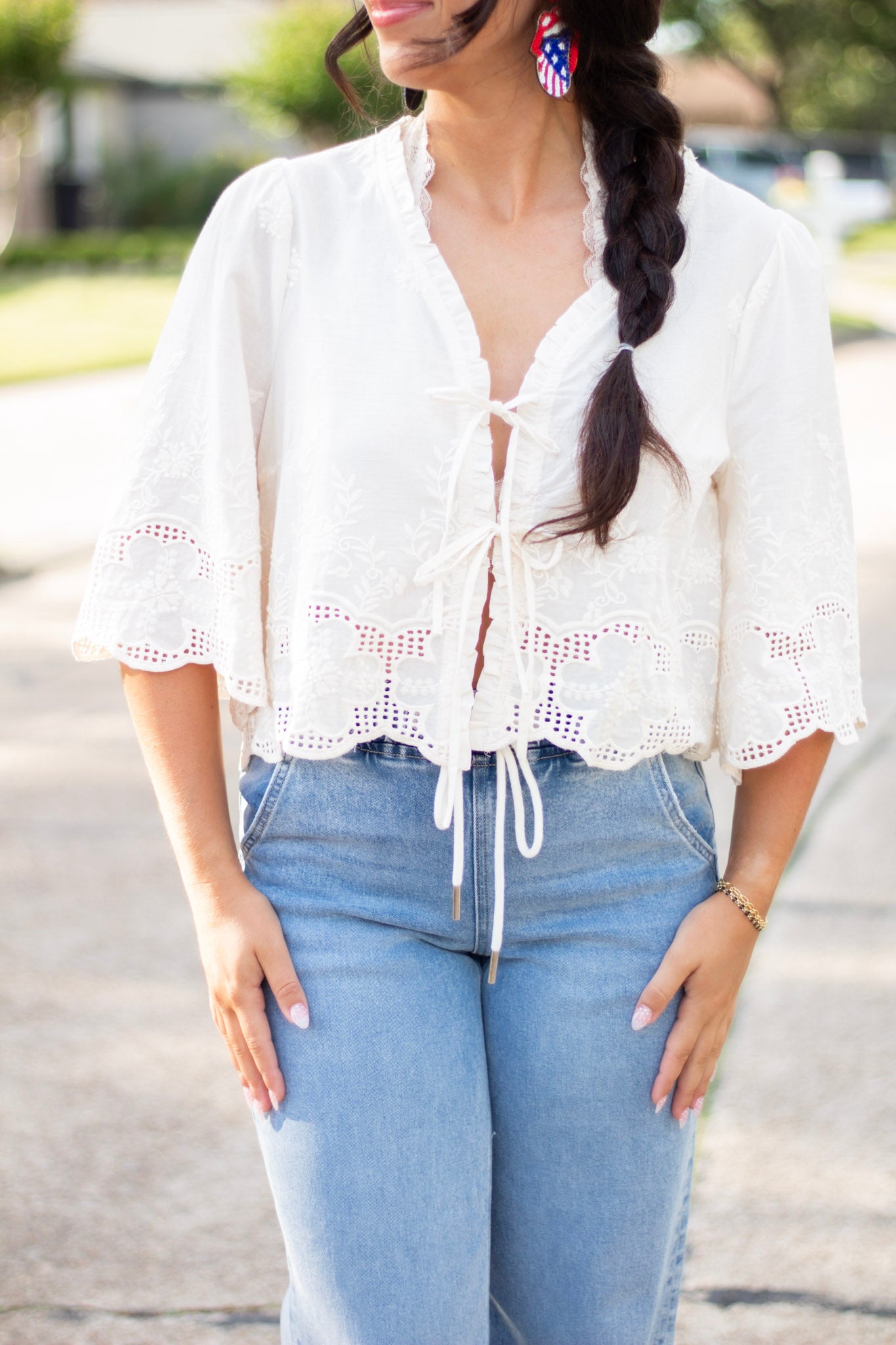 The Daisy Breeze Eyelet Top, Cream
