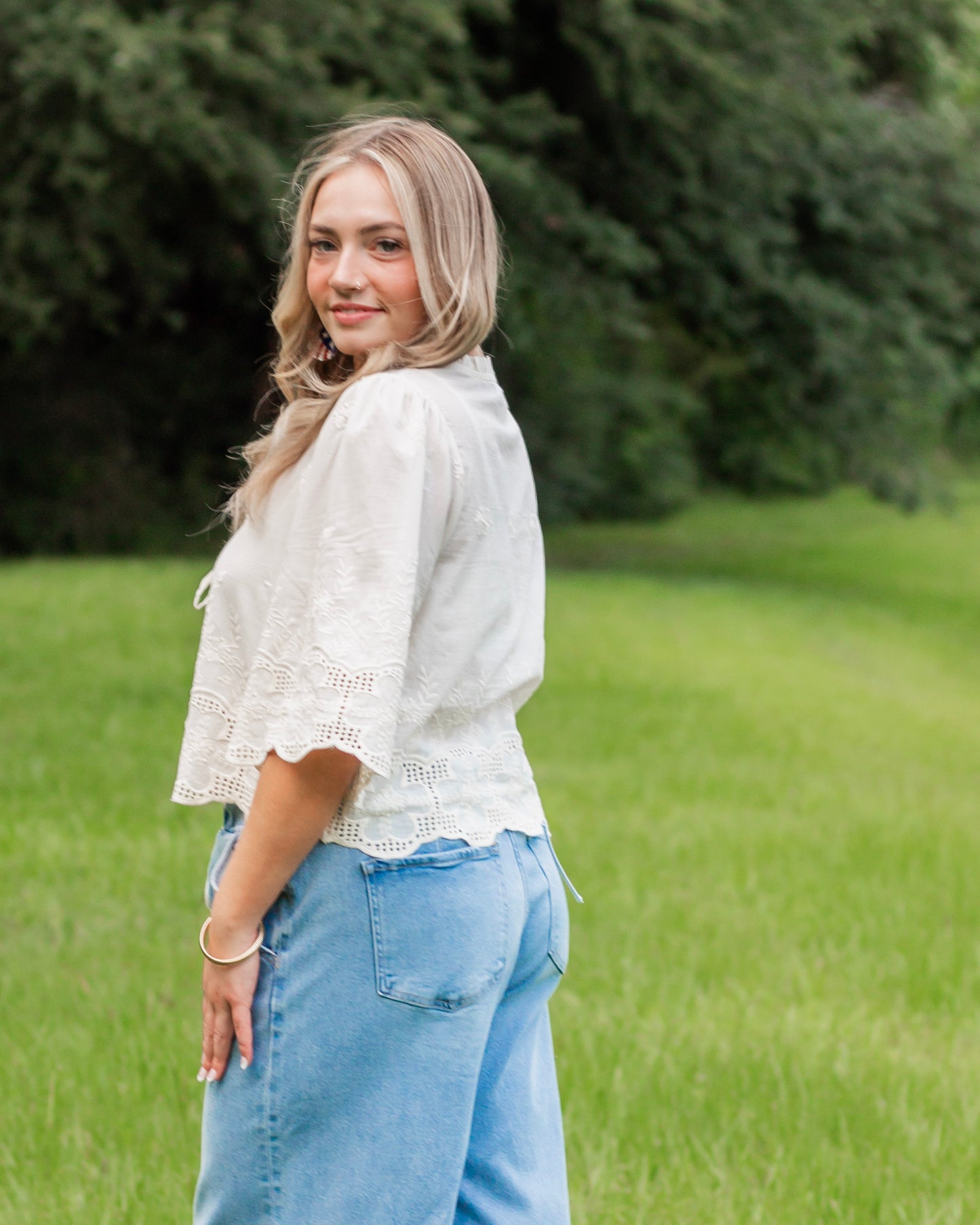 The Daisy Breeze Eyelet Top, Cream