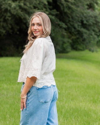 The Daisy Breeze Eyelet Top, Cream