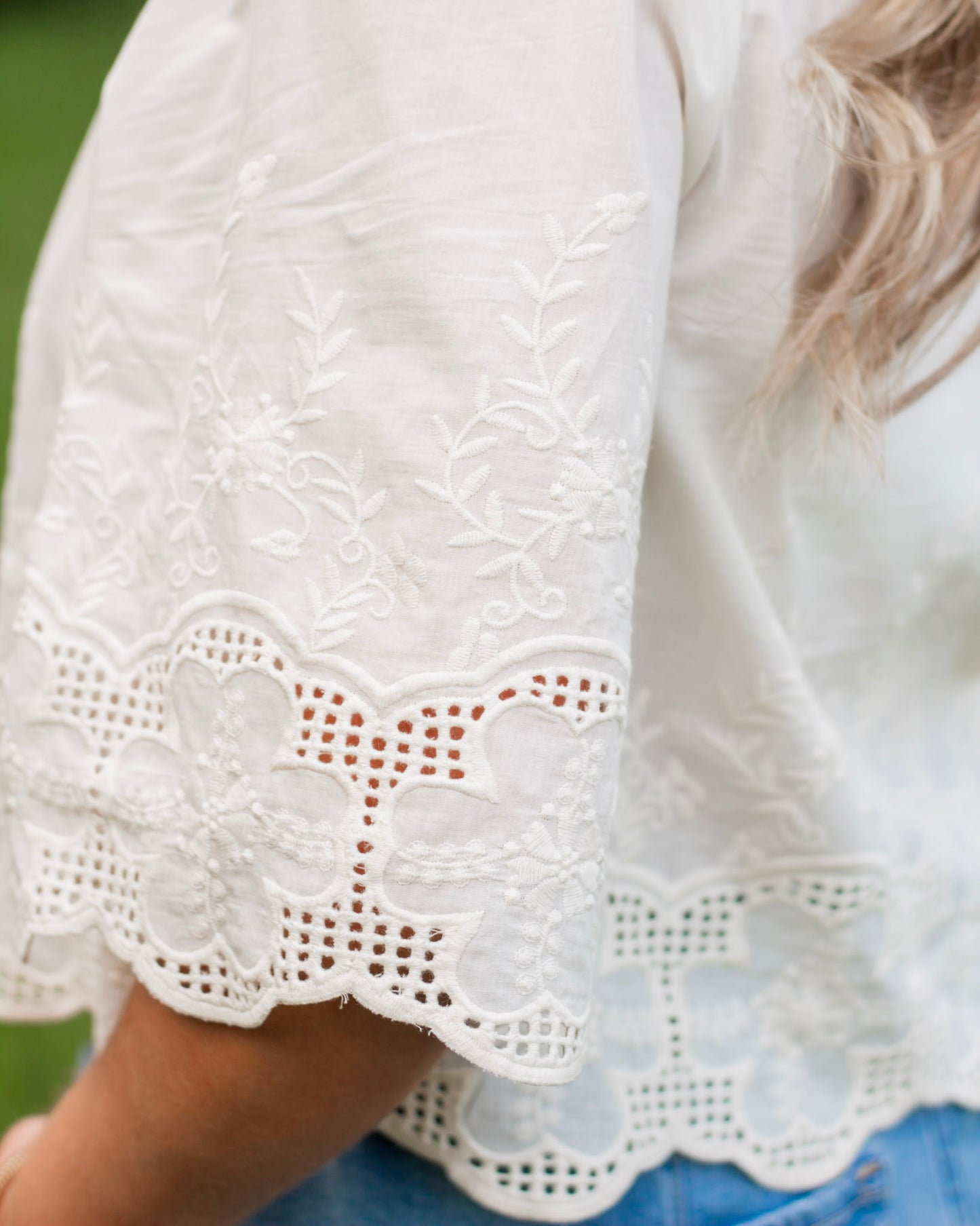 The Daisy Breeze Eyelet Top, Cream