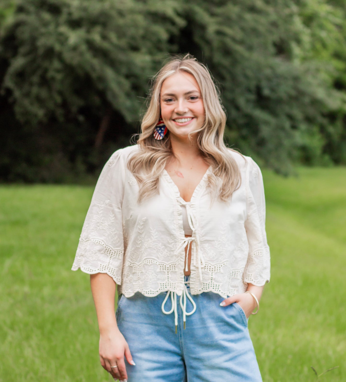 The Daisy Breeze Eyelet Top, Cream