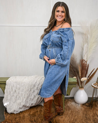 The Main Character Denim Midi Dress, Medium