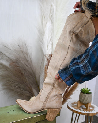 The Samara Western Boots, Beige